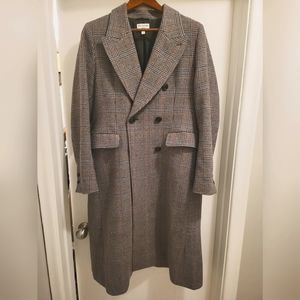 Uniqlo Plaid Multicolor Wool Blend Double Breasted Coat